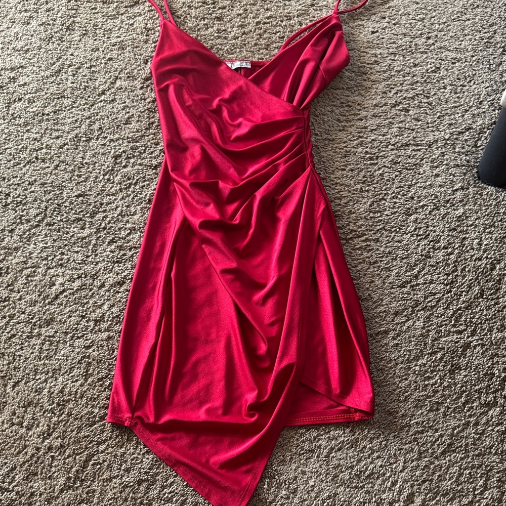 Elegant Red Satin Dress